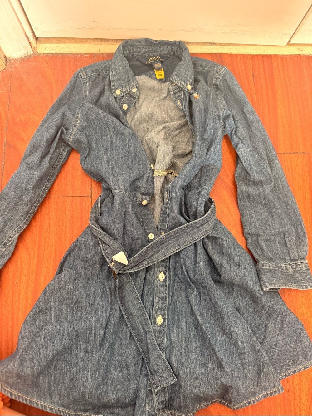 Polo by Ralph Lauren Blue Denim Shirt Dress with Tie Waist